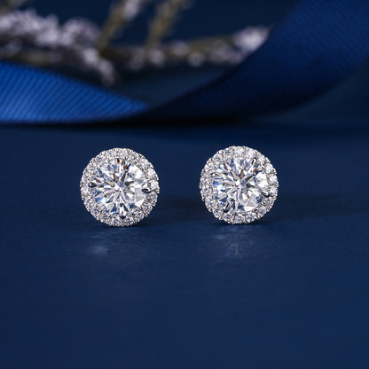 2.0 TCW Round Cut Lab Grown Diamond Stud Earrings