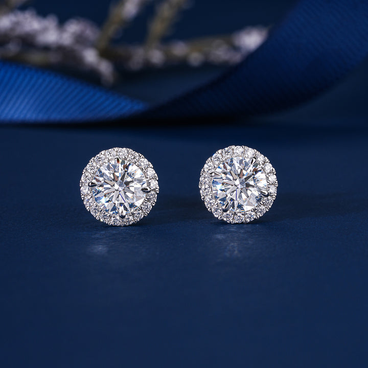 2.0 TCW Round Cut Lab Grown Diamond Stud Earrings