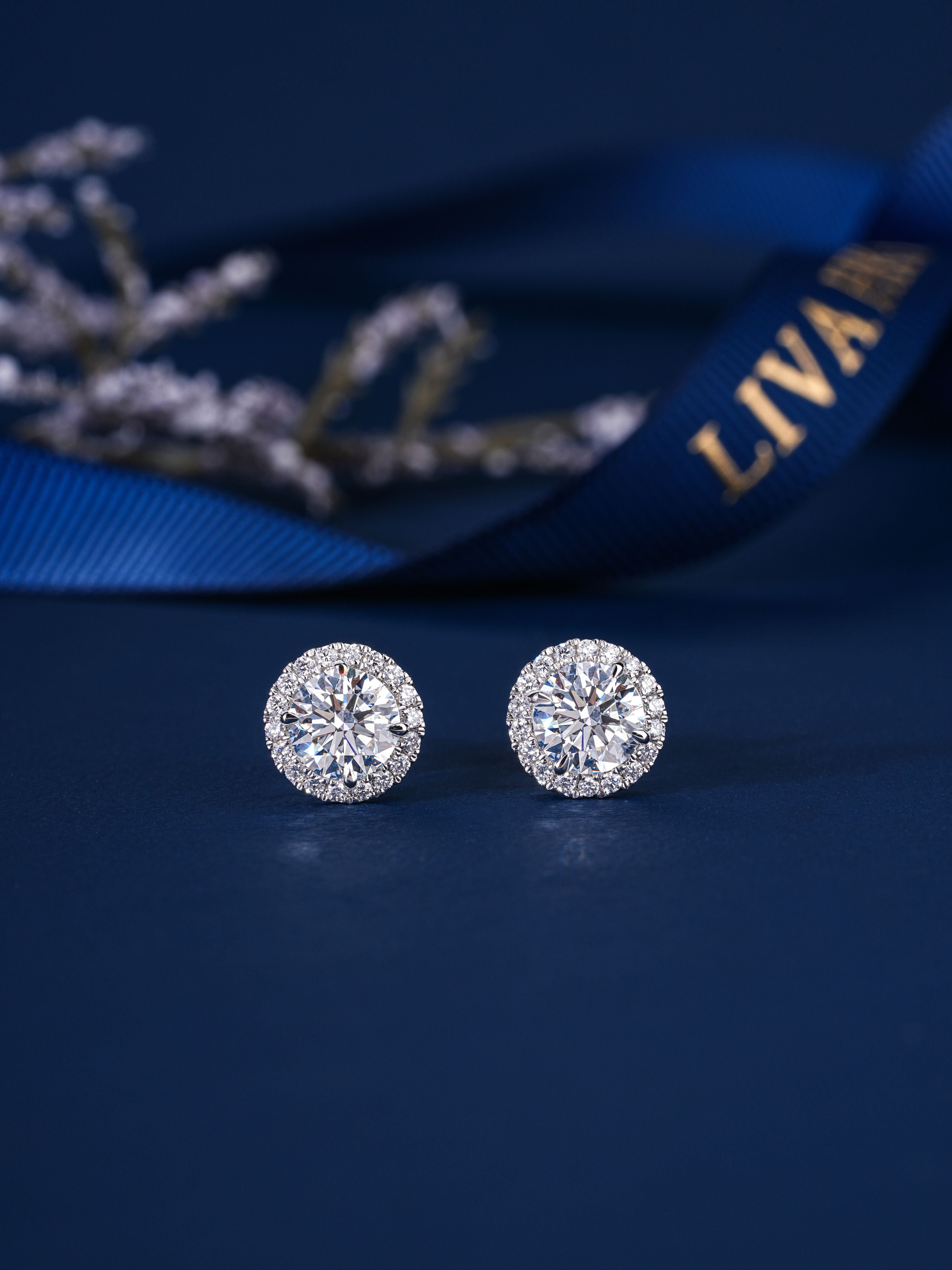 3.0 TCW Round Cut Lab Grown Diamond Stud Earrings