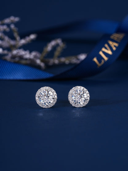 3.0 TCW Round Cut Lab Grown Diamond Stud Earrings