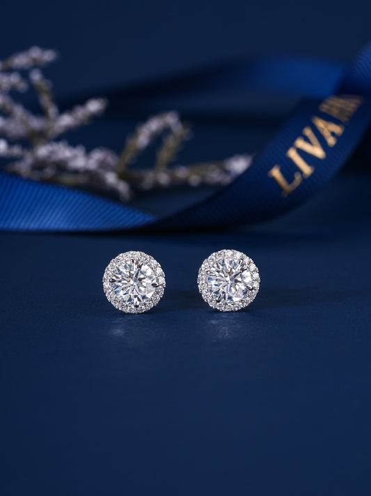 3.0 TCW Round Cut Lab Grown Diamond Stud Earrings