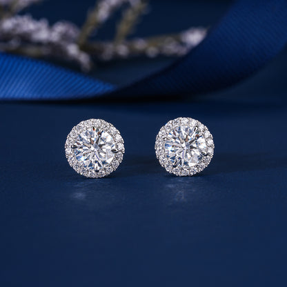 2.0 TCW Round Cut Lab Grown Diamond Stud Earrings