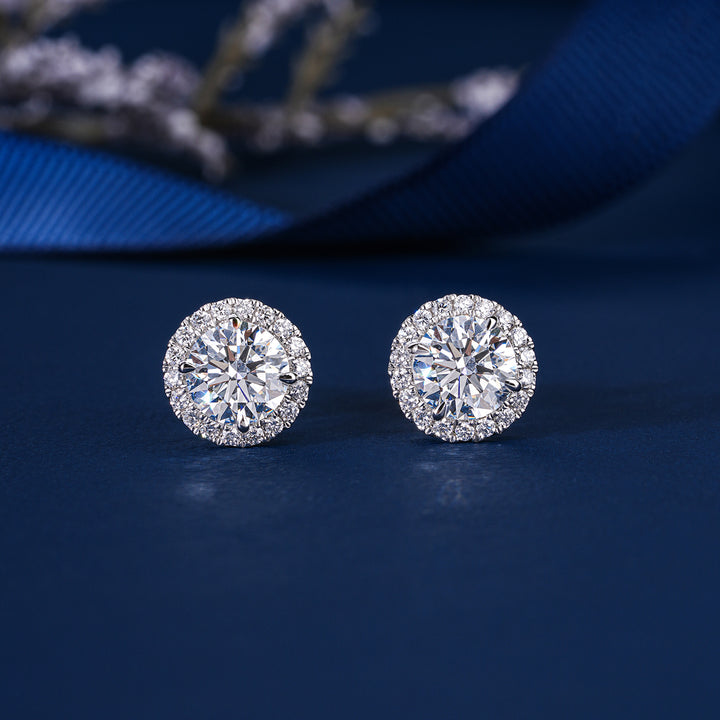 2.0 TCW Round Cut Lab Grown Diamond Stud Earrings