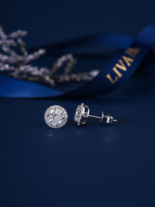3.0 TCW Round Cut Lab Grown Diamond Stud Earrings