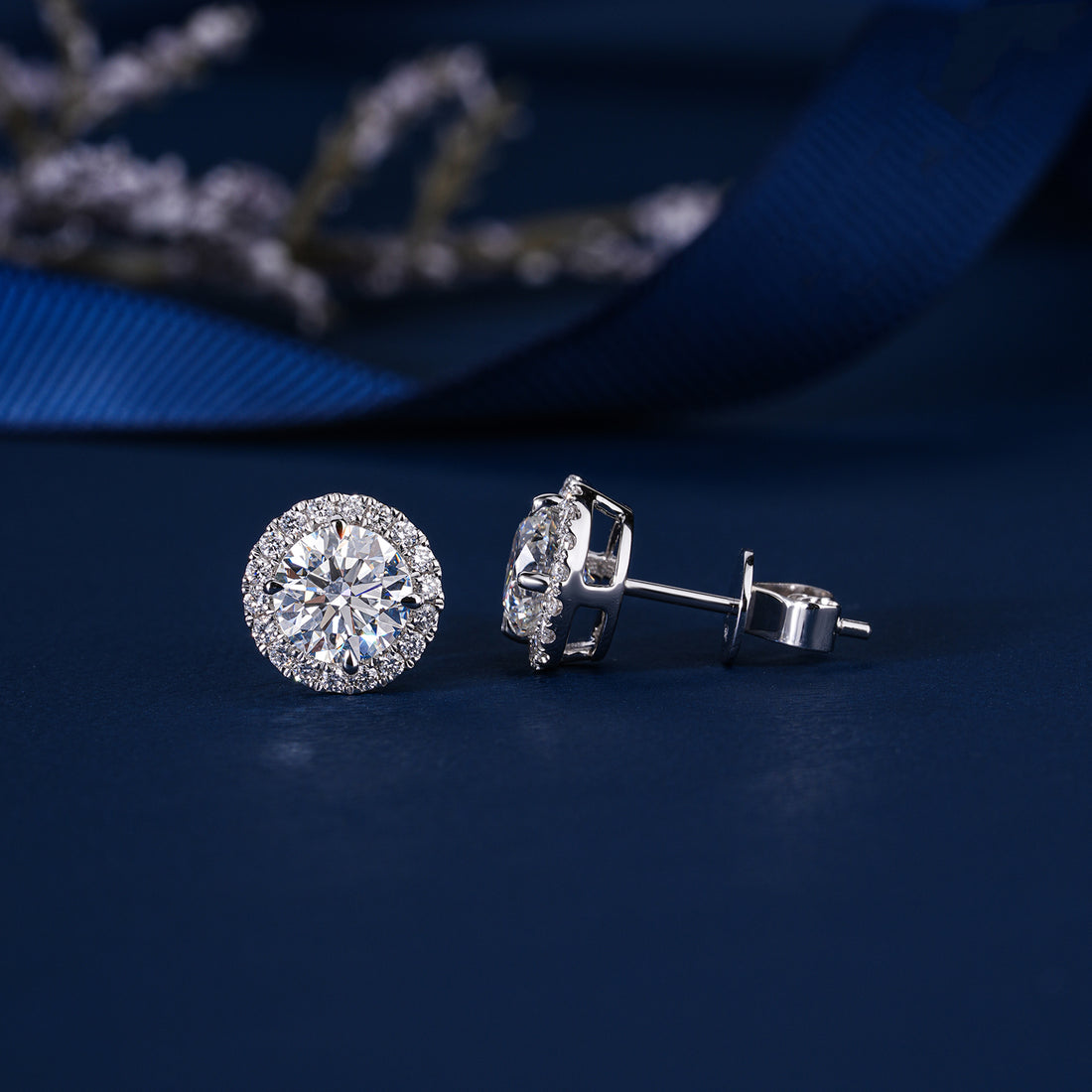 2.0 TCW Round Cut Lab Grown Diamond Stud Earrings