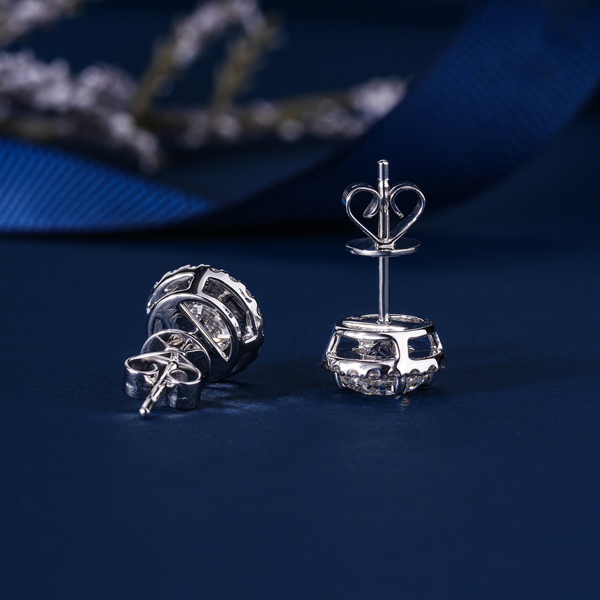 2.0 TCW Round Cut Lab Grown Diamond Stud Earrings