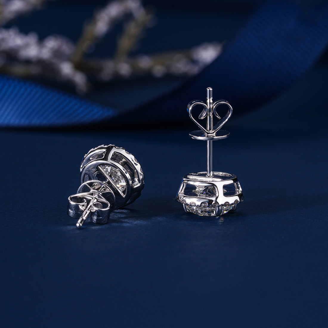 2.0 TCW Round Cut Lab Grown Diamond Stud Earrings