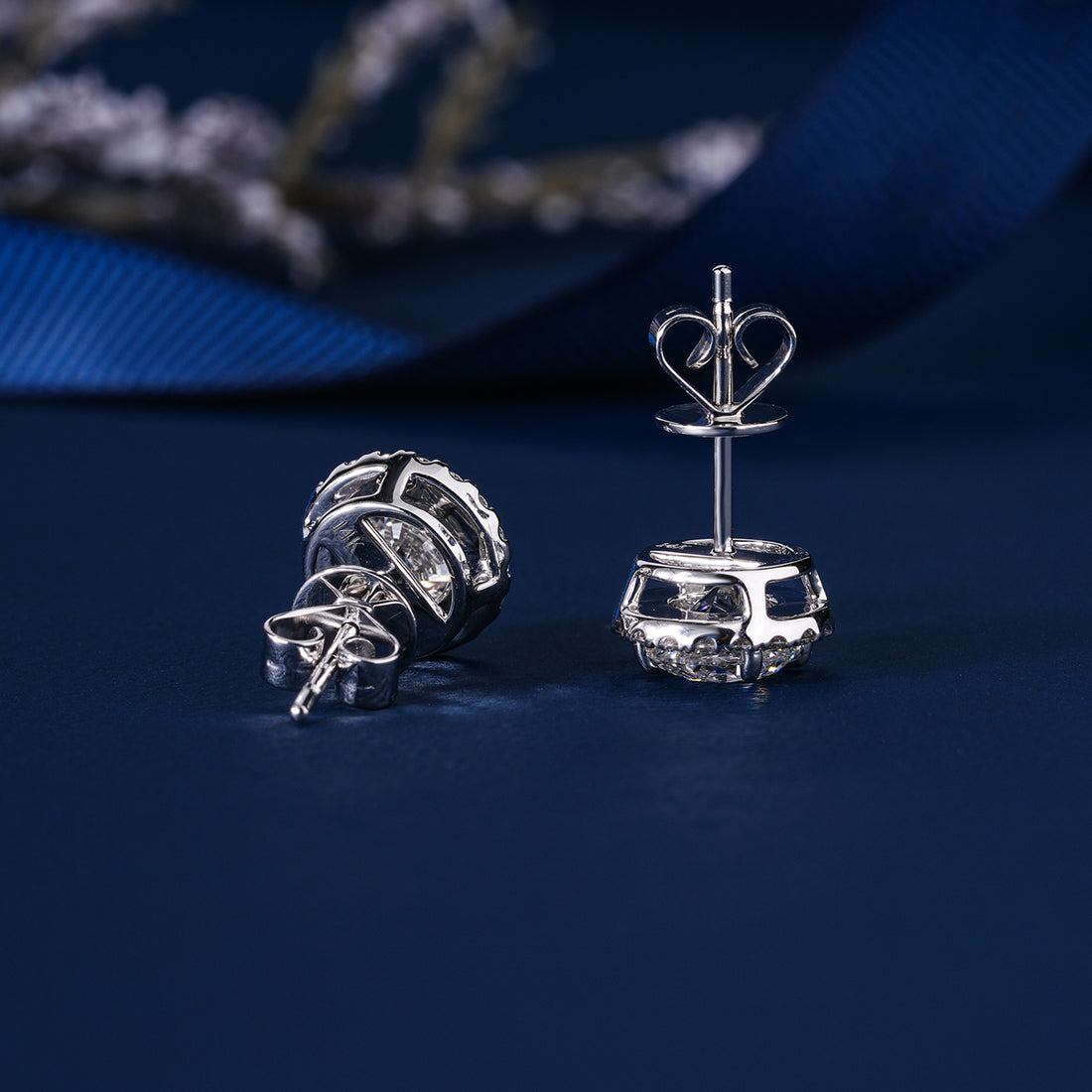 2.0 TCW Round Cut Lab Grown Diamond Stud Earrings