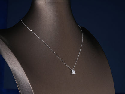 1.1 CT Pear Cut Lab Grown Solitaire Necklace Minimalist Bridal Pendant