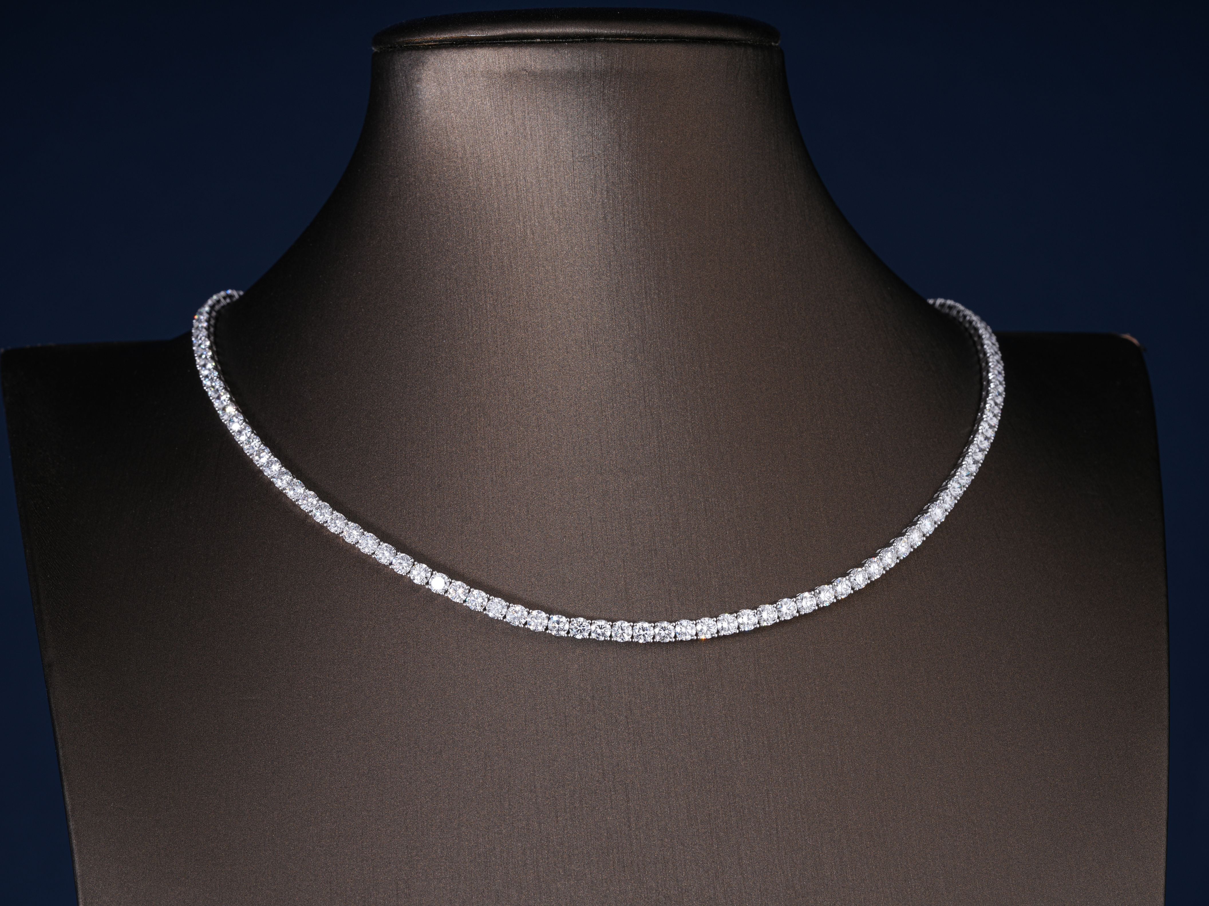 10.430 TCW Round Cut Lab-Grown Diamond Tennis Necklace