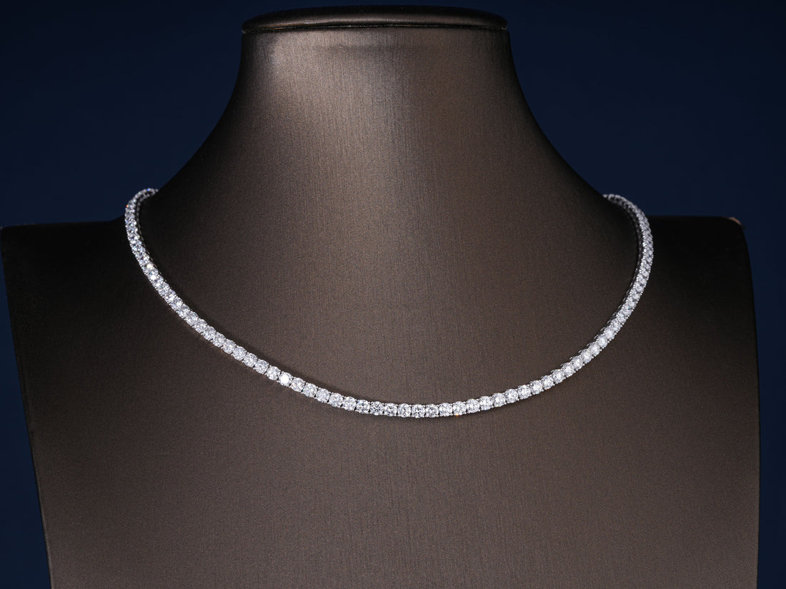 14.70 TCW Round Cut Lab-Grown Diamond Tennis Necklace
