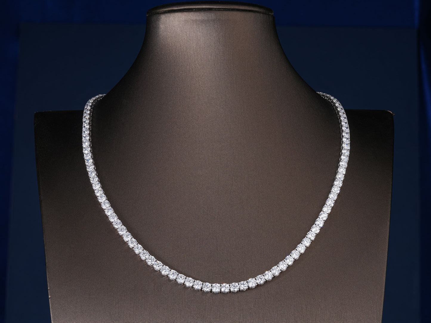 36.055 TCW Round Cut Lab Grown Diamond Tennis Necklace