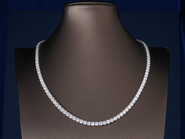 16.385 TCW Round Cut Lab Diamond Tennis Necklace