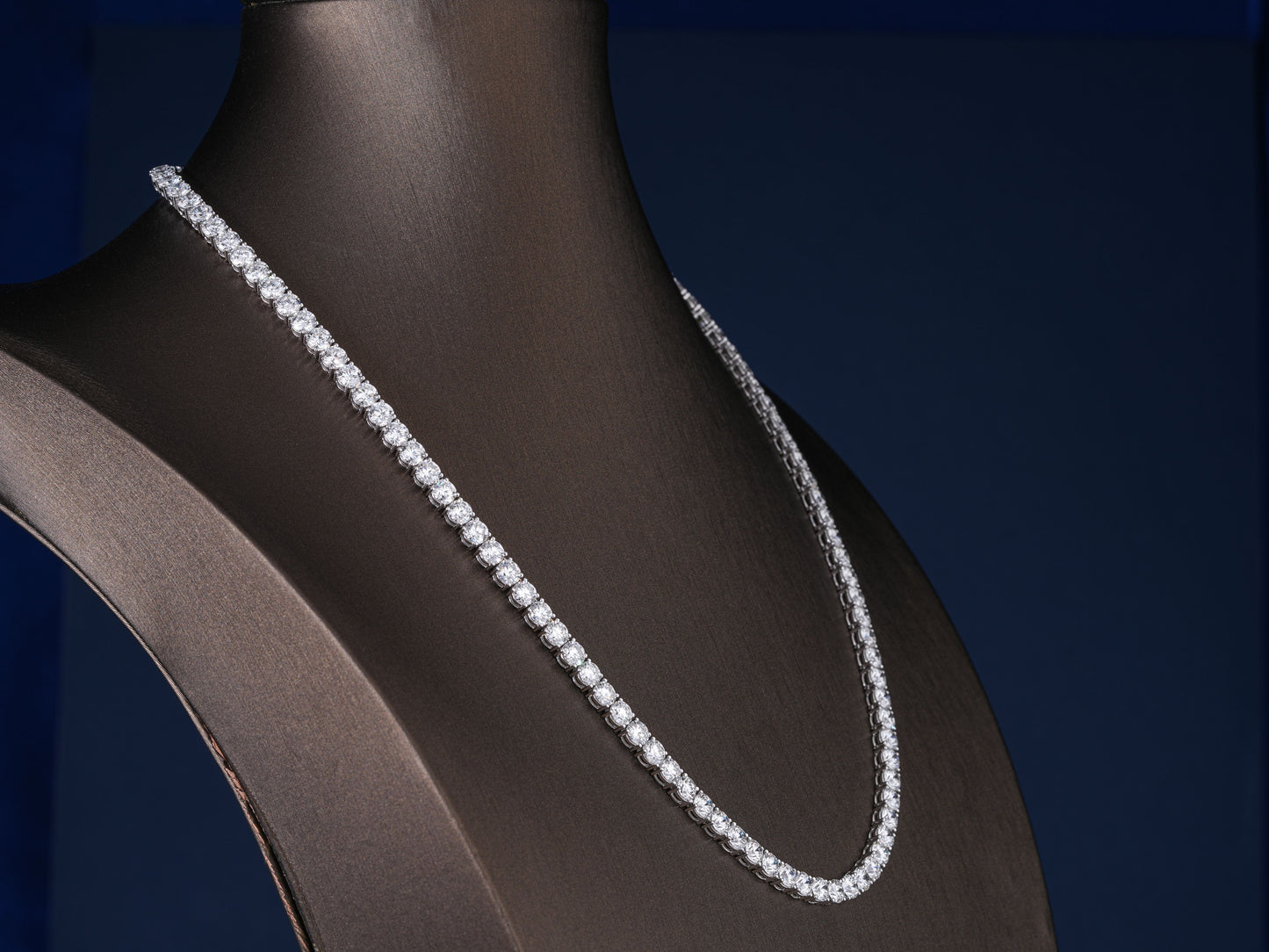 31.575 TCW Round Cut Lab Grown Diamond Tennis Necklace