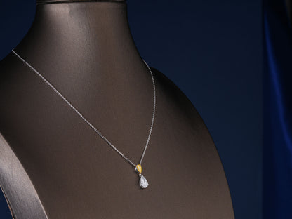 1.10 CT Pear Cut Lab Grown Drop Two-Tone Yellow and White Stone Pendant
