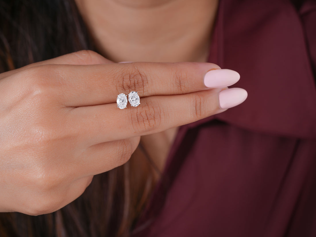 1.15 TCW Oval Cut Lab Grown Diamond Stud Earrings