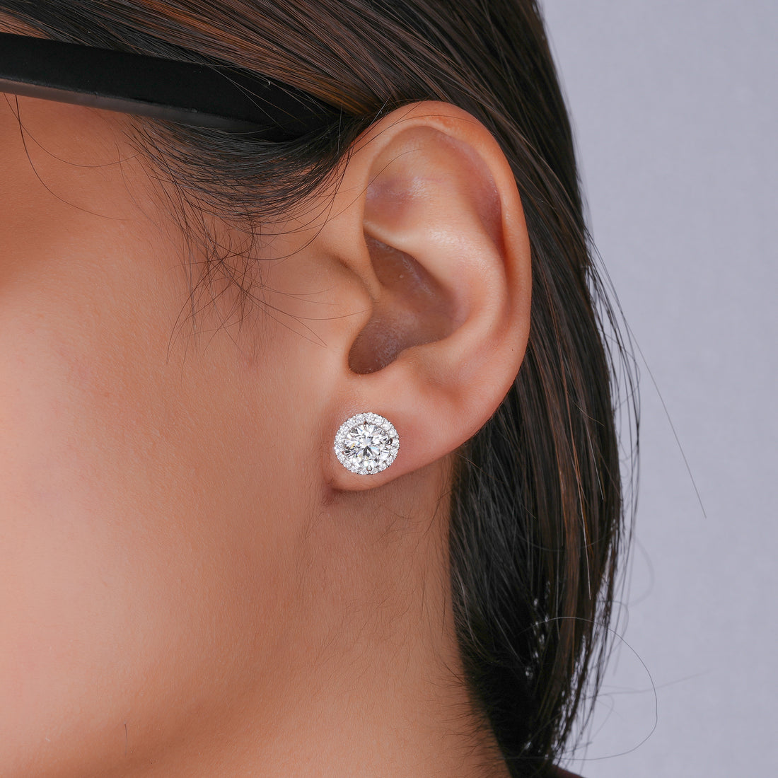 2.0 TCW Round Cut Lab Grown Diamond Stud Earrings