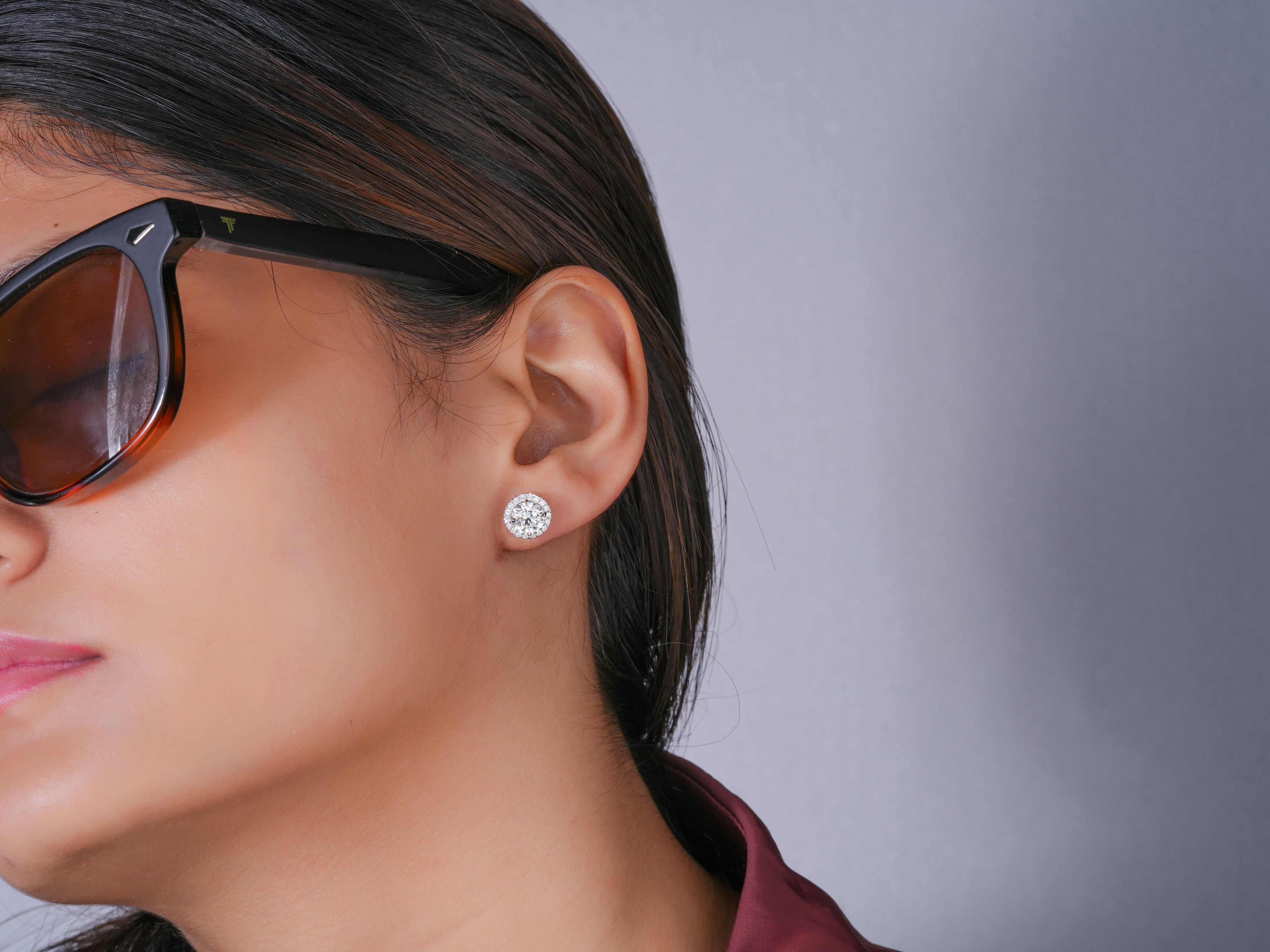 3.0 TCW Round Cut Lab Grown Diamond Stud Earrings