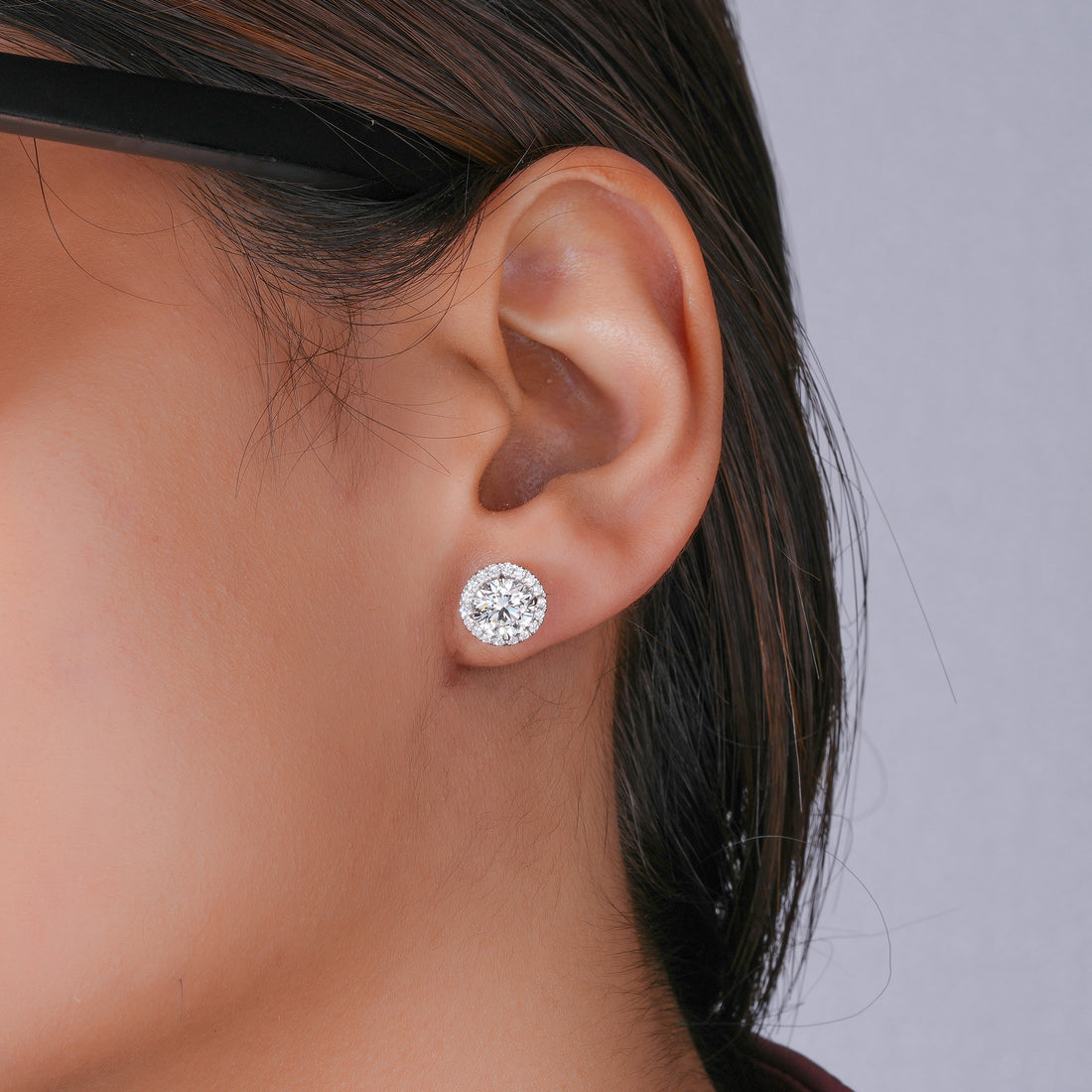 2.0 TCW Round Cut Lab Grown Diamond Stud Earrings