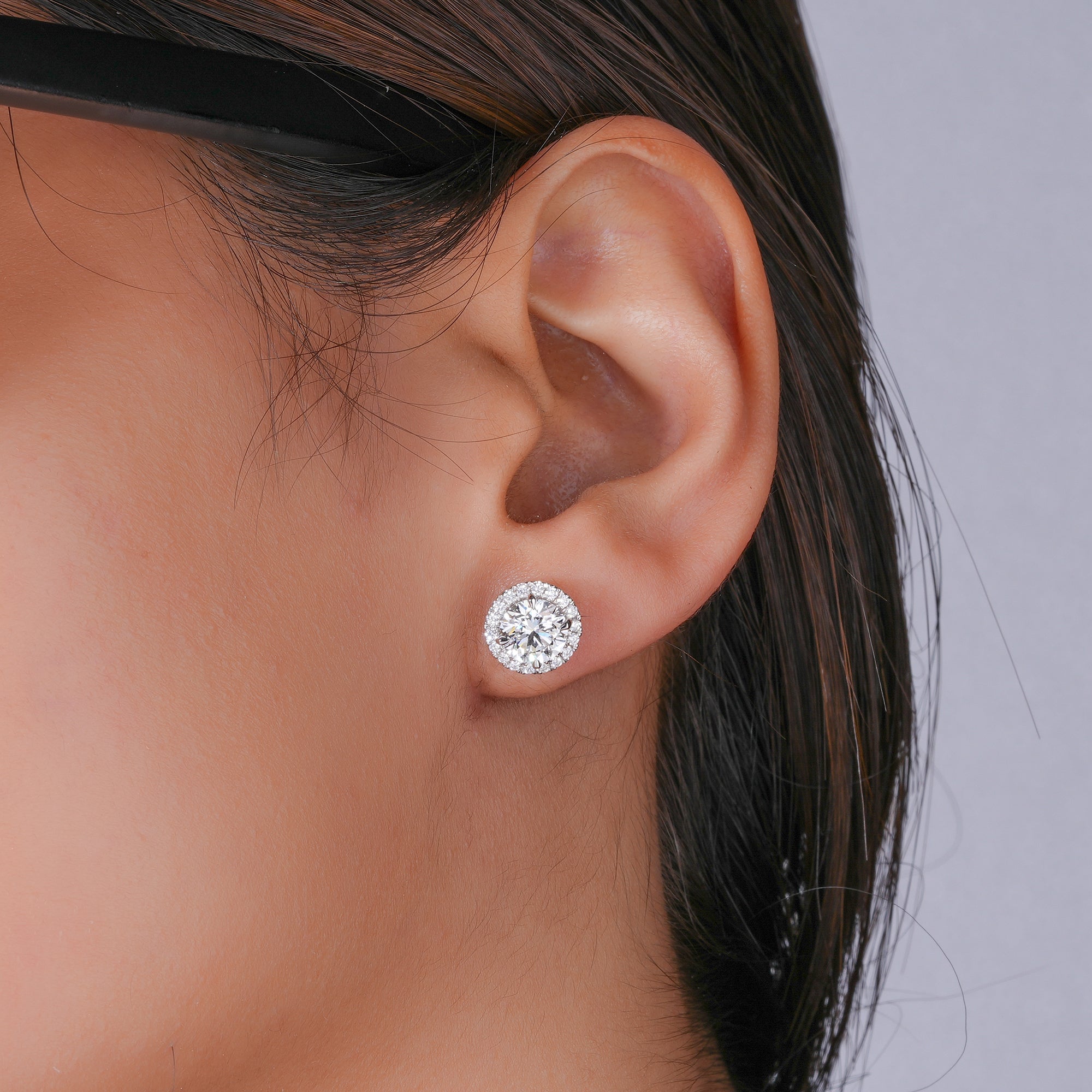 2.0 TCW Round Cut Lab Grown Diamond Stud Earrings