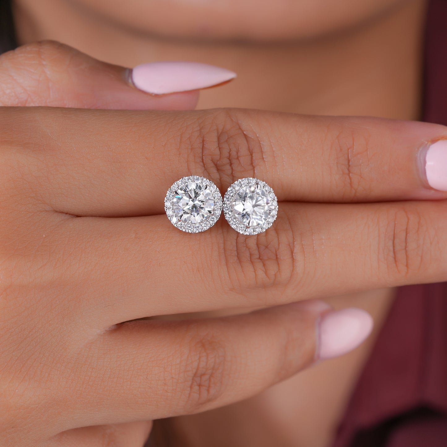 2.0 TCW Round Cut Lab Grown Diamond Stud Earrings