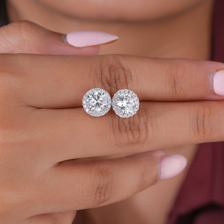 2.0 TCW Round Cut Lab Grown Diamond Stud Earrings