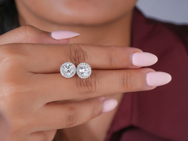 3.0 TCW Round Cut Lab Grown Diamond Stud Earrings