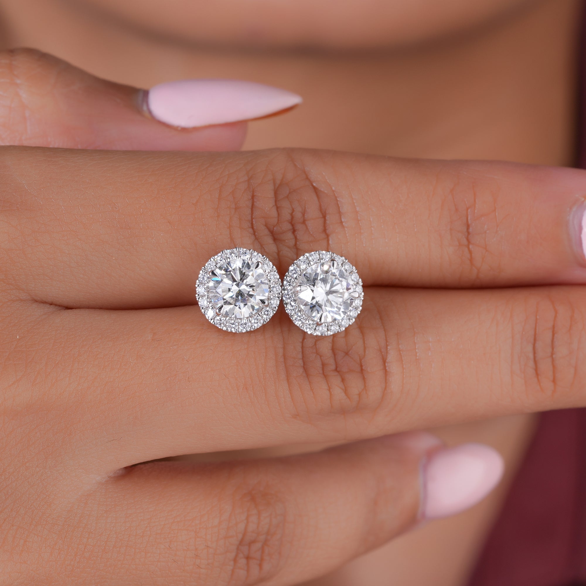 2.0 TCW Round Cut Lab Grown Diamond Stud Earrings