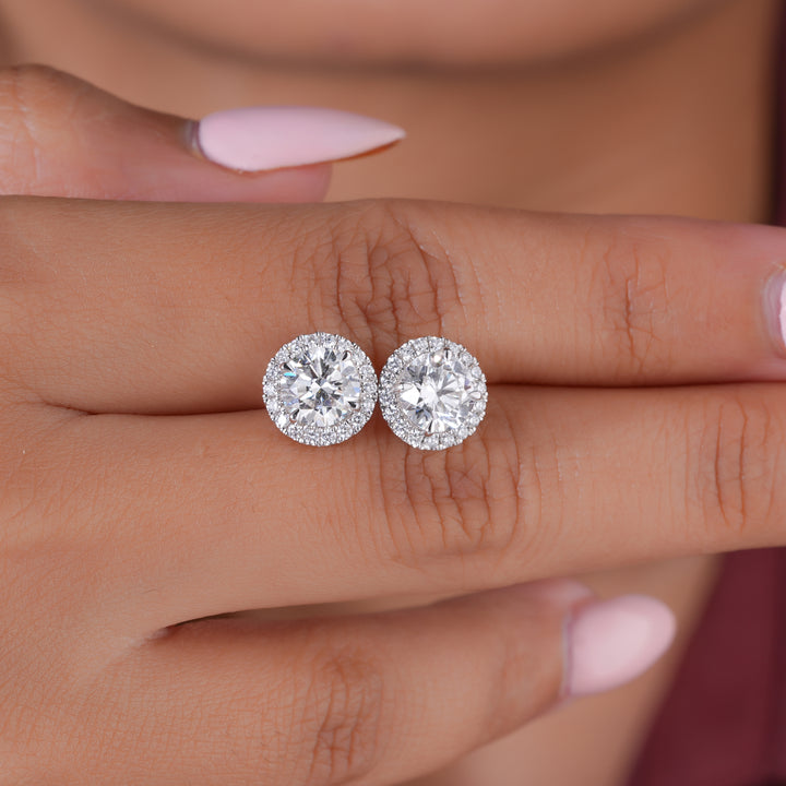 2.0 TCW Round Cut Lab Grown Diamond Stud Earrings