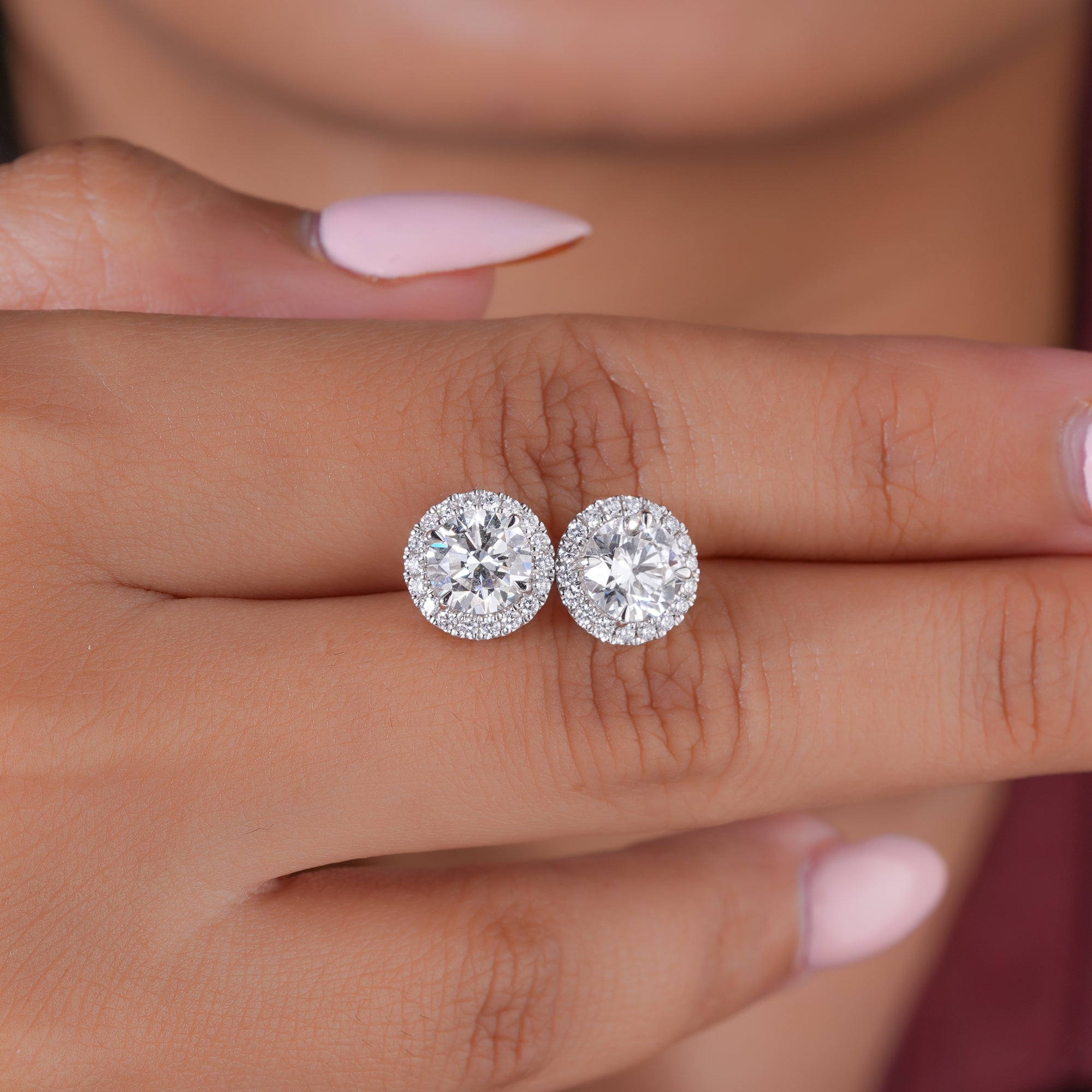 2.0 TCW Round Cut Lab Grown Diamond Stud Earrings