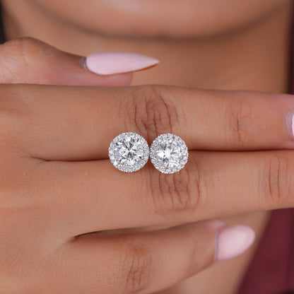 2.0 TCW Round Cut Lab Grown Diamond Stud Earrings