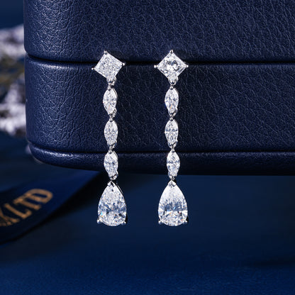 3.50 TCW Lab Grown Diamond Pear Cut Dangle Earrings