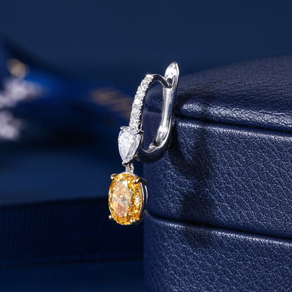3.90 TCW Lab Grown Diamond Yellow Oval Cut Dangle Earrings