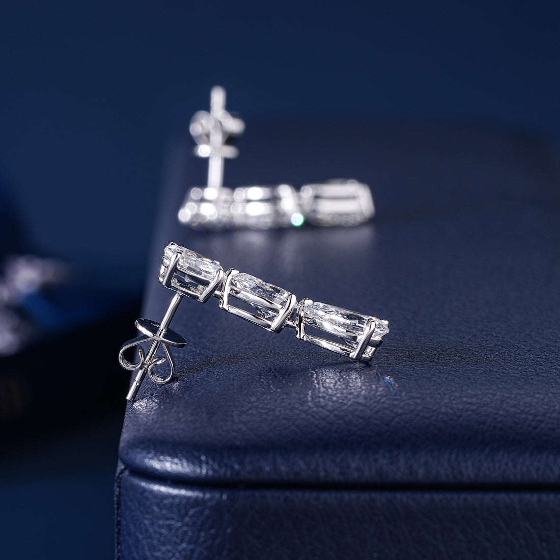 4.80 TCW Pear and Oval Cut Lab Grown Diamond Dangle Earrings