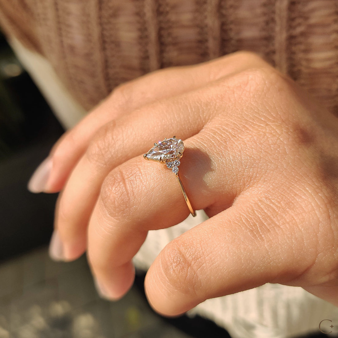 Pear Cut Engagement Ring In Muse Setting