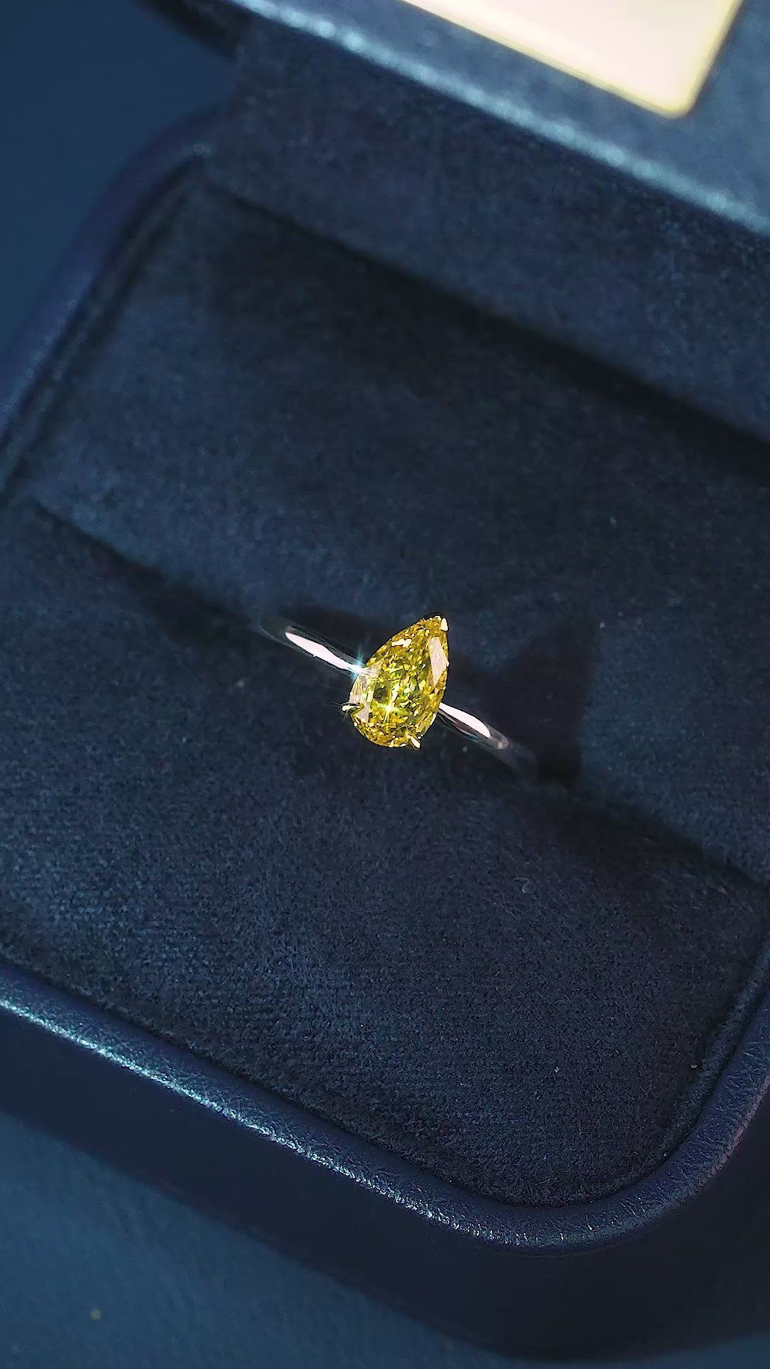 1.00 CT Fancy Yellow Pear Lab Grown Diamond Solitaire Teardrop Engagement Ring
