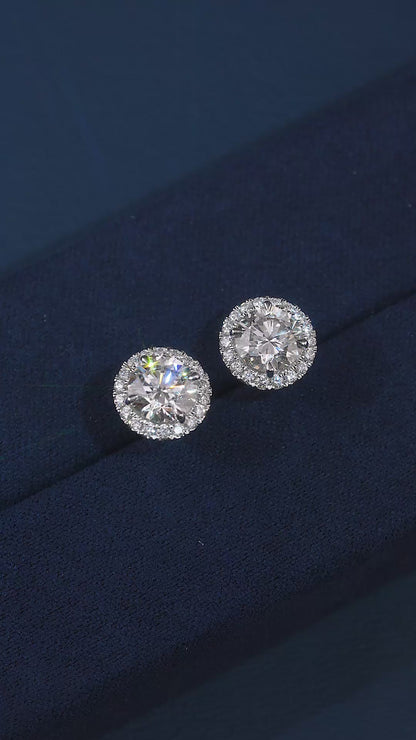 3.0 TCW Round Cut Lab Grown Diamond Stud Earrings