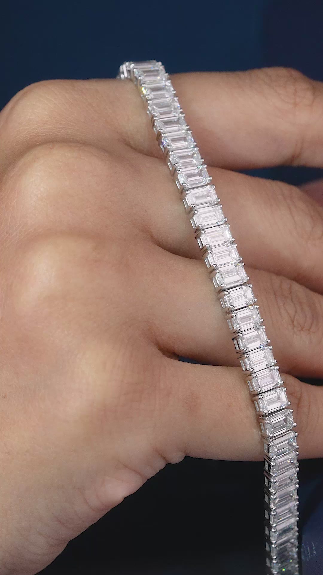 IGI Certified 17.81 CT Emerald Cut Lab Grown Diamond Tennis Bracelet Heavy Luxury Bracelet