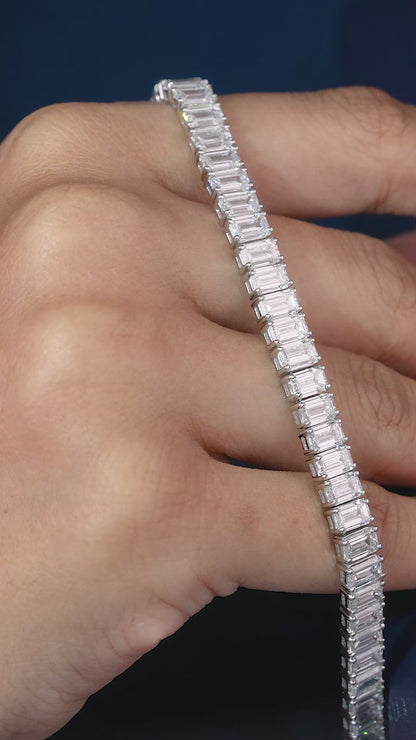Emerald Cut Lab Grown Diamond Tennis Bracelet
